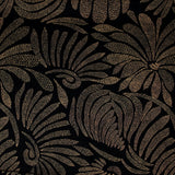 Popeline de coton imprimée pétales en pointillisme marron fond noir