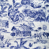 100% Lin imprimé nature vivante marine fond blanc