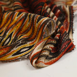 Maille ajourée tricotée motif losange de feu beige et marron