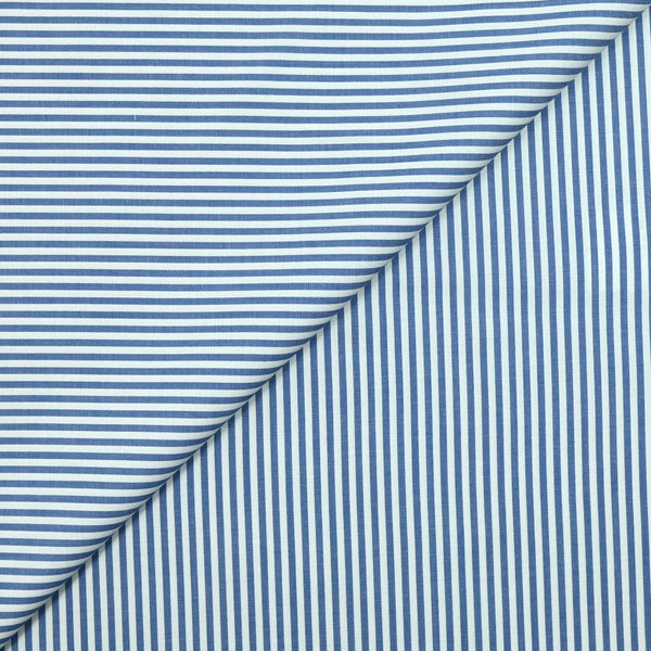 Coton chemise rayé bleu fond blanc