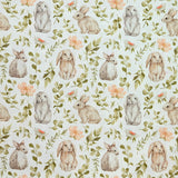 Piqué de coton imprimé lapin fond blanc