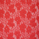 Dentelle polyester Floraison fond corail