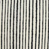 Coton imprimé fin taches rayées noir fond écru