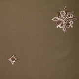 Crêpe viscose brodé Aurore fond marron taupe