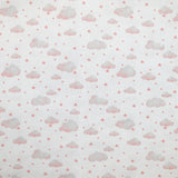 Piqué de coton imprimé nuage et étoile rose
