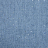 Chambray de coton orné de strass fond bleu clair
