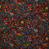 Polyester imprimé ballon floral rouge fond noir