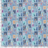 Christmas cotton print enchanted flakes blue background