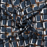 Blue background tile viscose crêpe