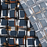 Blue background tile viscose crêpe