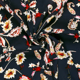 Viscose crepe printed Paisley background navy