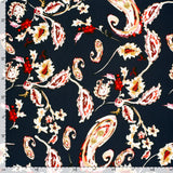 Viscose crepe printed Paisley background navy