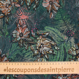 Mousseline Printed Crinkle Leaves and Brown and green flowers oil