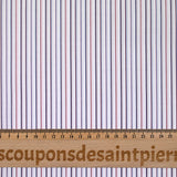 Coton chemise rayé rouge, bleu et rose fond blanc