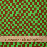 Viscose canvas printed brown and green tiles