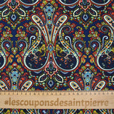 Polyester imprimé cachemire fond marine