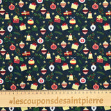 Coton imprimé et doré accessoires fond marine
