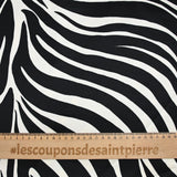 Satin coton viscose imprimé zèbre noir et blanc