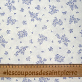 Cotton printed small blue bush white background