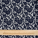 Dentelle polyester Roseraie fond marine