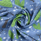 Light -Wood Wood Wood Wood Impresión Viscose Blue fondo