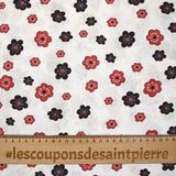 Black and red Marguerite printed cotton white background