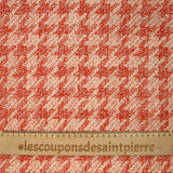 Laine mélangée pied-de-coq fantaisie orange et écru