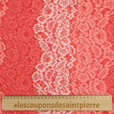 Dentelle polyester Sarah festonnée tricolore tons corail