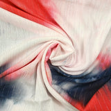 Crepe Viscose Lurex Tie and Dye Coral y Night Blue