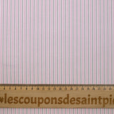 Coton imprimé rayé rose, blanc et gris