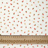 Printed cotton picking strawberries white background
