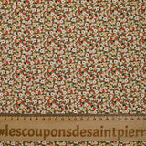 Printed cotton blossoming green, red and beige