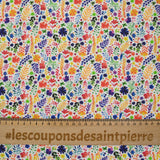 Multicolored Fougères printed cotton white background