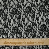 Dentelle polyester Roseraie fond noir