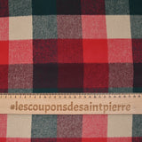 Lainage polyester à carreaux rouge, vert et beige