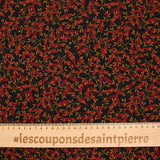 Red leaves printed leaf and ocher black background
