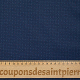 Coton imprimé mini pois blanc et rouge fond marine
