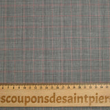 Tissu tailleur 100% laine prince-de-galles noir, rouge fond blanc cassé