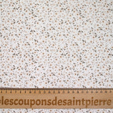 Coton imprimé champêtre beige fond blanc