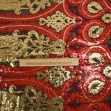 Tulle sequin plumes royales or et rouge