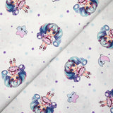 Algodón estampado de Kawaii blanco y rosa