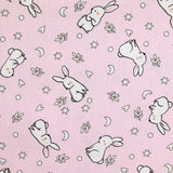Cotton dive printed young rabbit light pink background