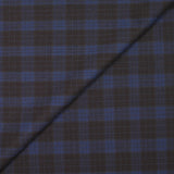 Tela de lana a cuadros marrón y azul