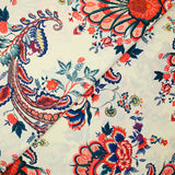 Impresión china de crepe PAISLEY Naranja ECRU Fondo