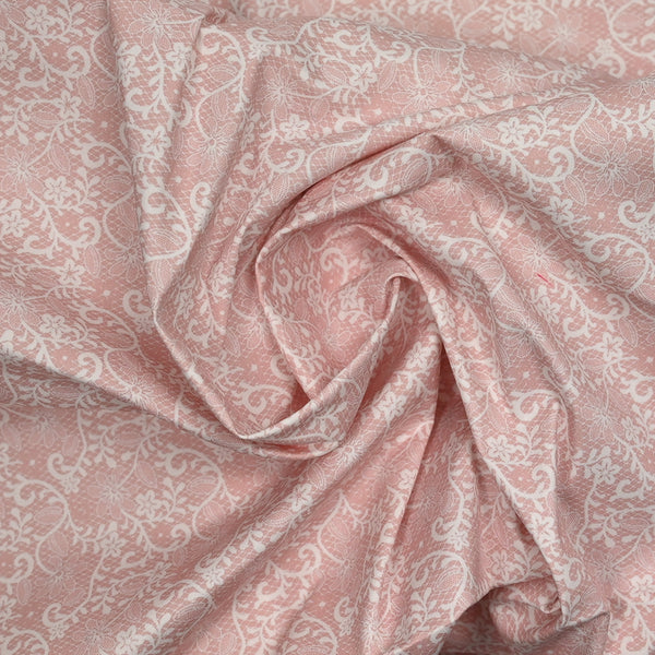 Coton élasthanne imprimé Aristote blanc et rose
