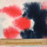 Crepe Viscose Lurex Tie and Dye Coral y Night Blue