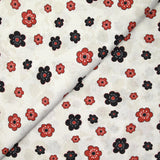 Black and red Marguerite printed cotton white background