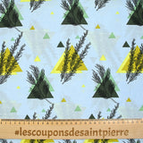 Light printed viscose graphics stems blue sky background