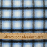 Lainage polyester brossé à carreaux bleu myosotis et noir