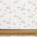 Piqué de coton imprimé nuage et étoile rose